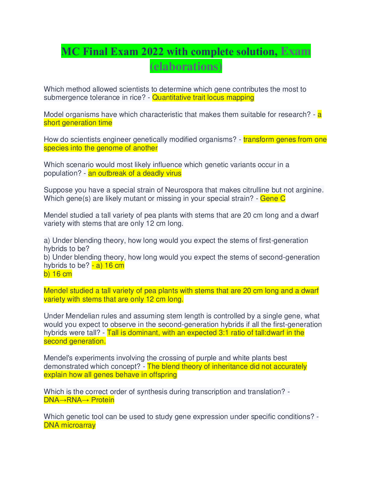 Preview image of MC Final Exam 2022 with complete solution, Exam (elaborations) document